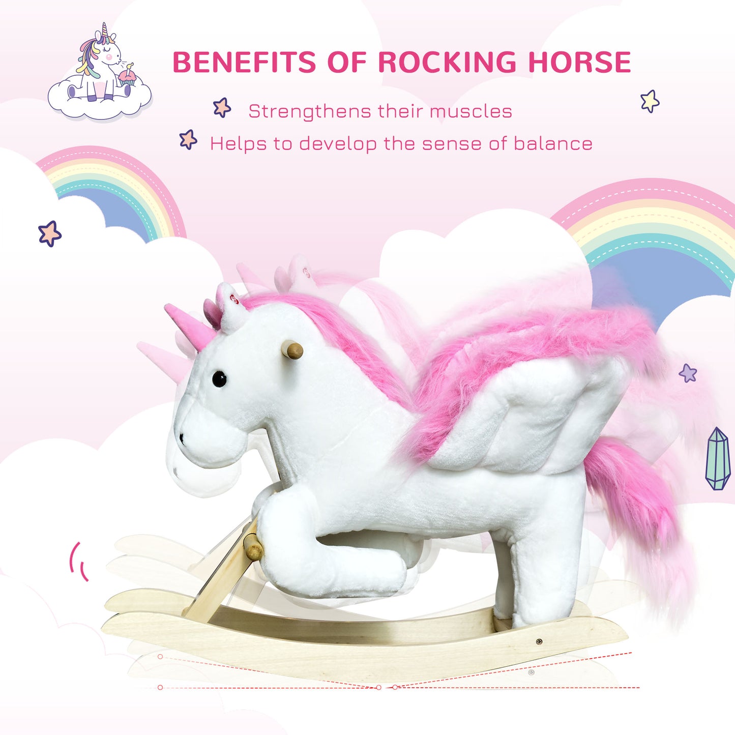 Unicorn Baby Rocking Horse Toy for Kids with Lullaby Song