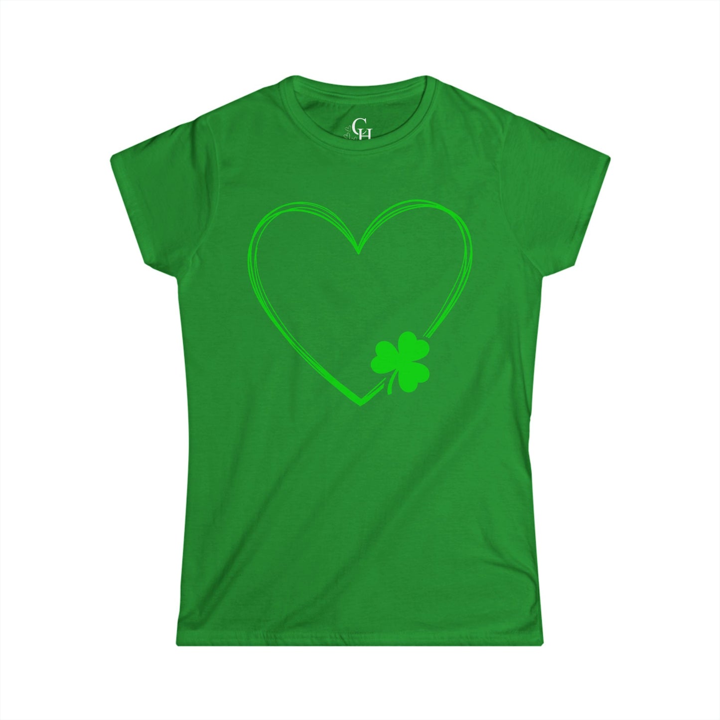 St. Patrick's Shamrock Heart Tee — Women's Lucky Clover T-Shirt