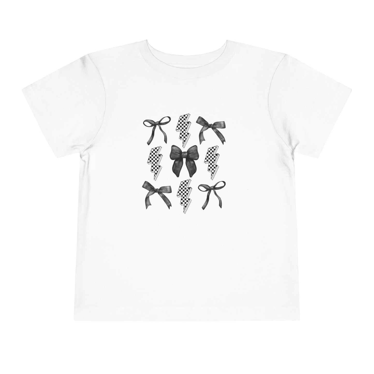 Toddler Tee — Polka Dot Lightning & Bow Graphic
