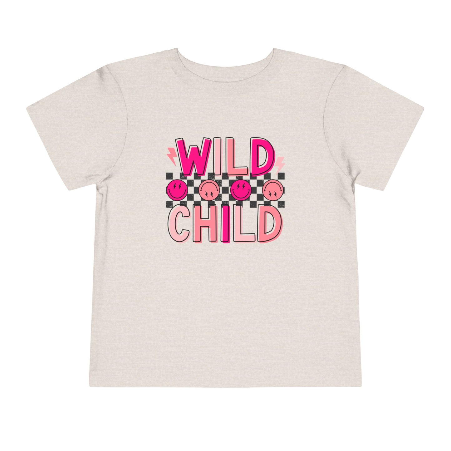 Wild Child Toddler Tee — Pink Smile Face Graphic Shirt
