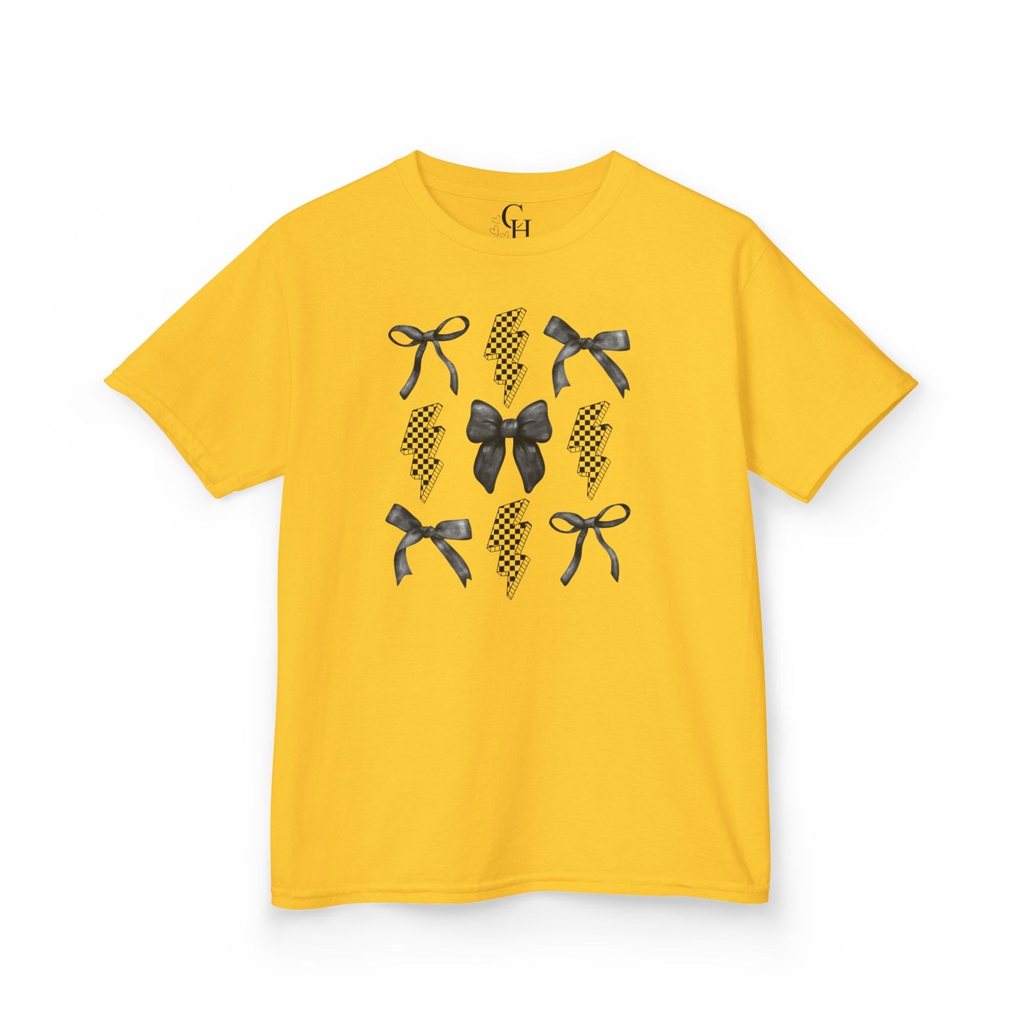 Kids Bow Pattern Tee — Black Bows & Lightning Kids T-Shirt