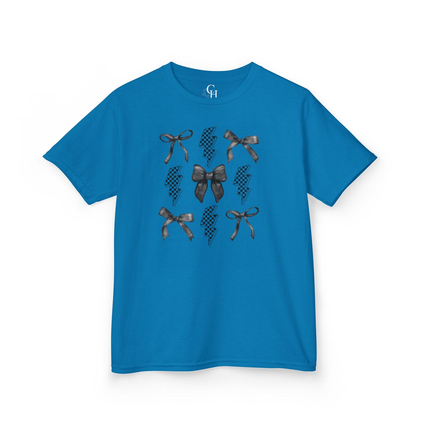 Kids Bow Pattern Tee — Black Bows & Lightning Kids T-Shirt