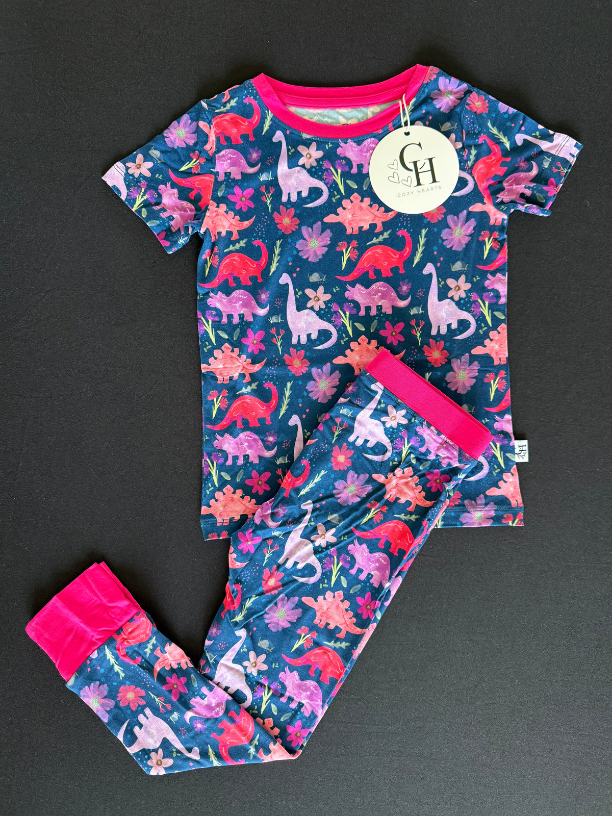 Pink Dino Short Sleeve & Pants