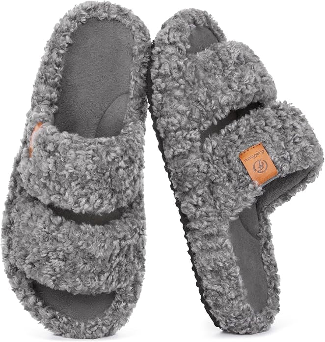 Fuzzy Open-Toe House Slippers
