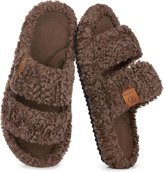 Fuzzy Open-Toe House Slippers