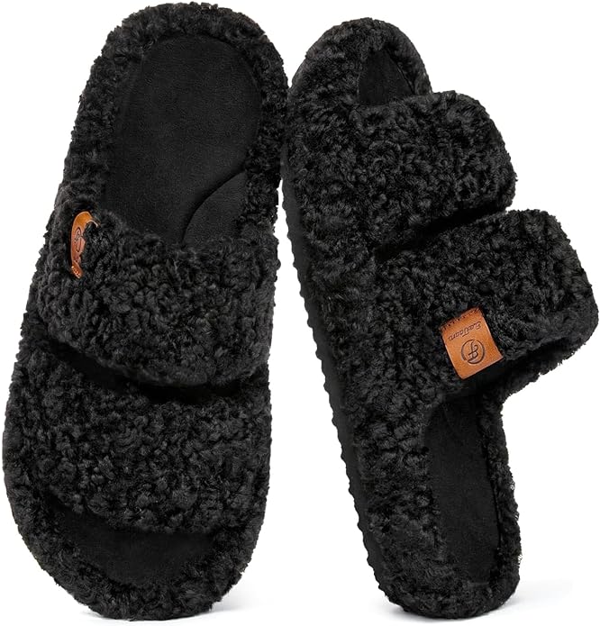 Fuzzy Open-Toe House Slippers