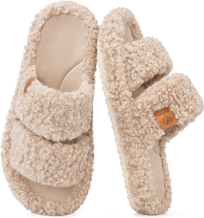 Fuzzy Open-Toe House Slippers