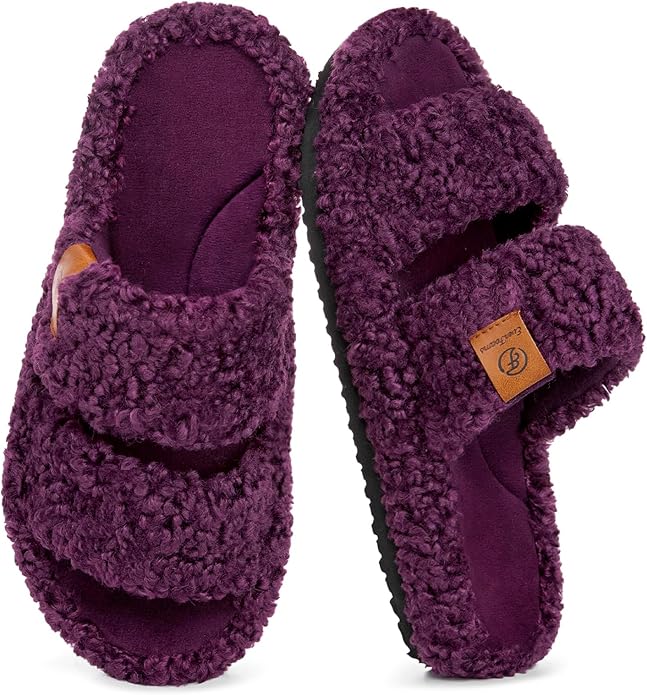 Fuzzy Open-Toe House Slippers