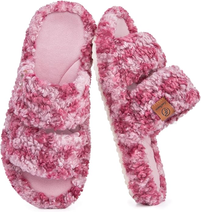 Fuzzy Open-Toe House Slippers