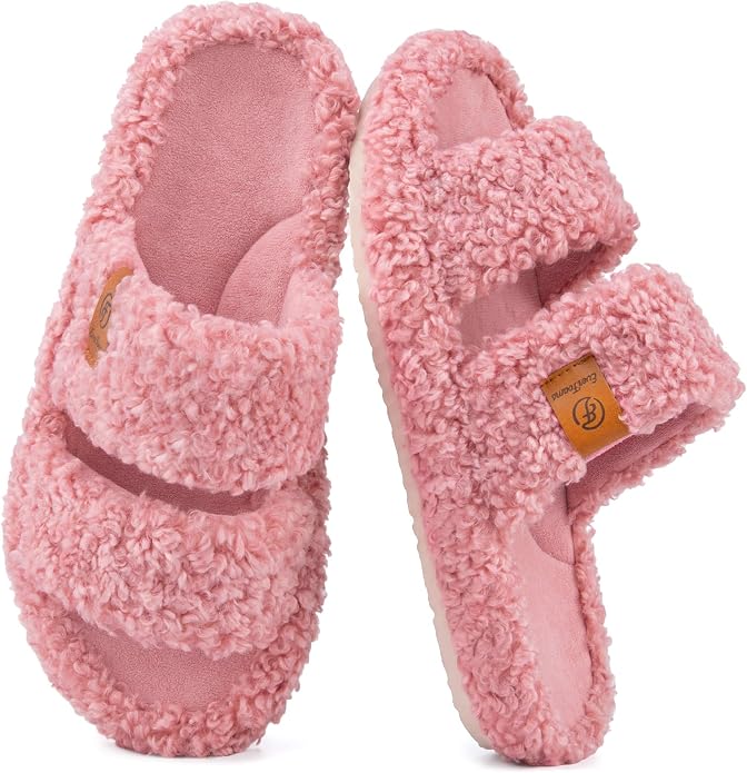 Fuzzy Open-Toe House Slippers