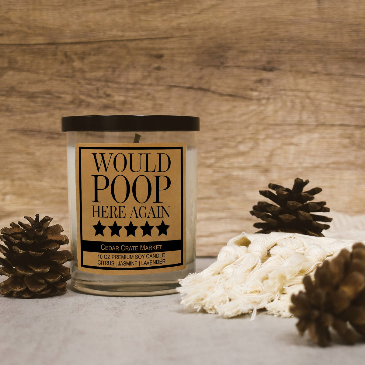 Funny Candles - Would Poop Here Again Bathroom Gift 13.5 oz
