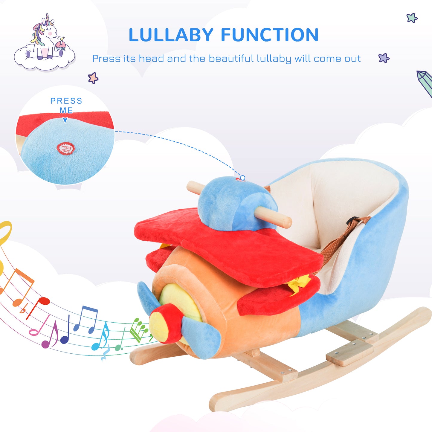 Rocking Plush Ride-on Plane Chair with Lullaby Song